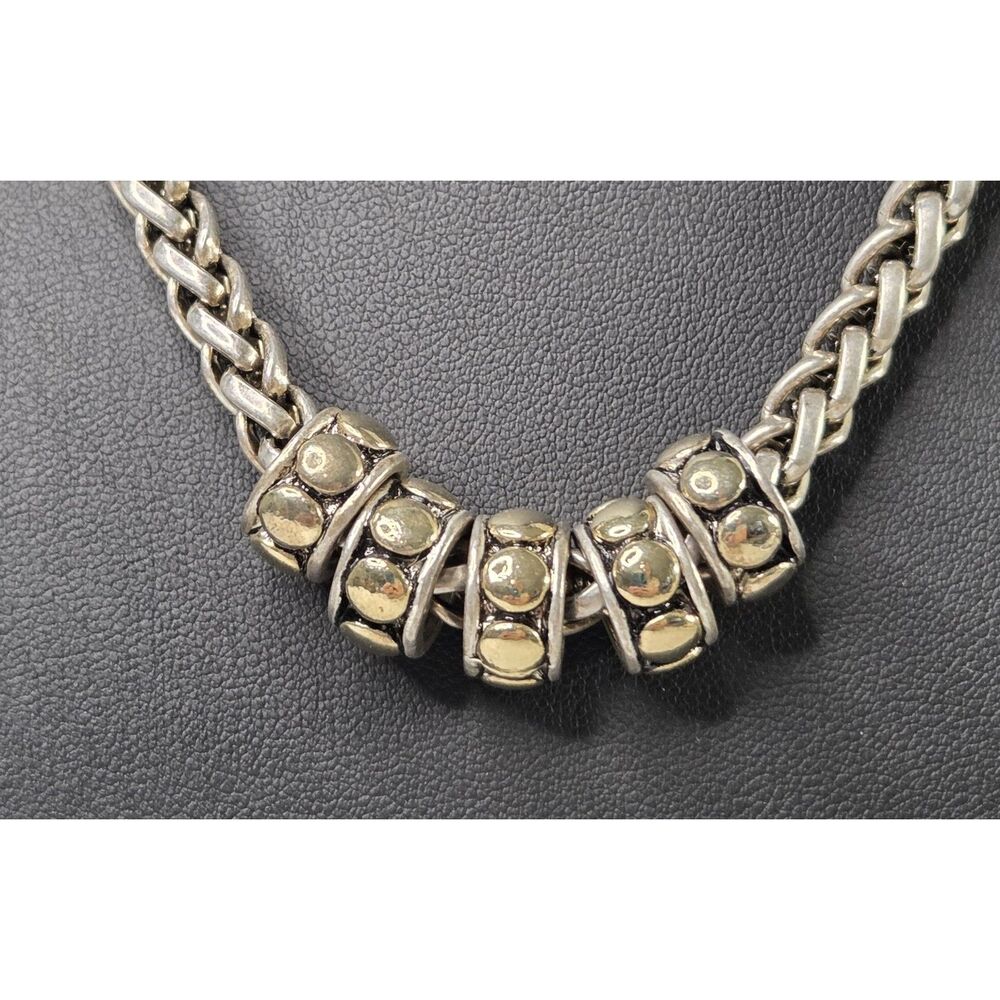 Chico's Braided Rope Chain Five Silver Gold Tone Charms
